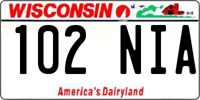 WI license plate 102NIA