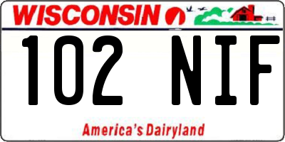 WI license plate 102NIF