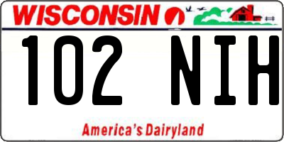 WI license plate 102NIH