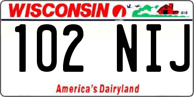 WI license plate 102NIJ