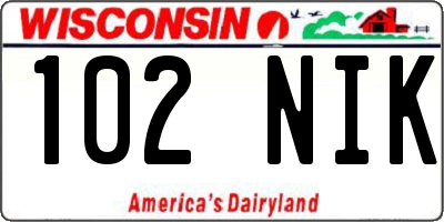 WI license plate 102NIK