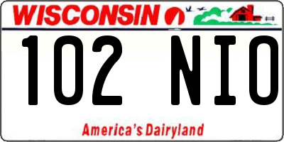 WI license plate 102NIO