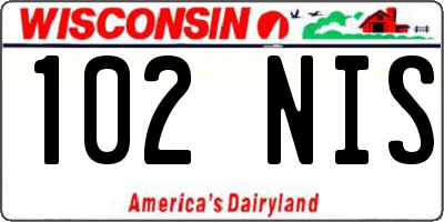 WI license plate 102NIS
