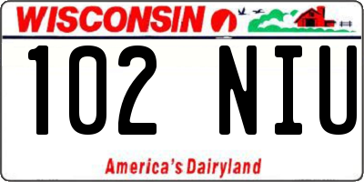 WI license plate 102NIU