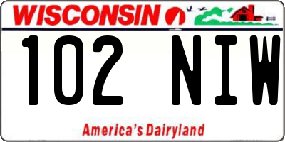 WI license plate 102NIW