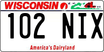 WI license plate 102NIX