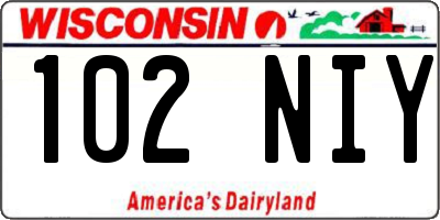WI license plate 102NIY