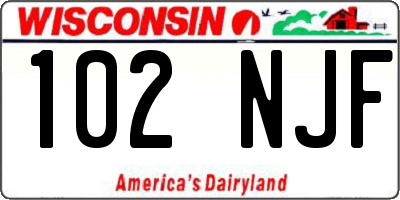 WI license plate 102NJF
