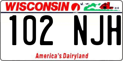 WI license plate 102NJH