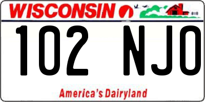 WI license plate 102NJO
