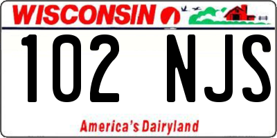 WI license plate 102NJS