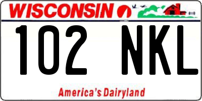 WI license plate 102NKL