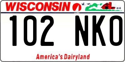 WI license plate 102NKO