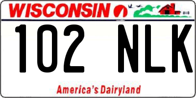 WI license plate 102NLK