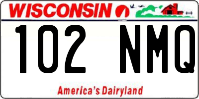 WI license plate 102NMQ