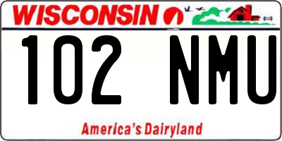 WI license plate 102NMU