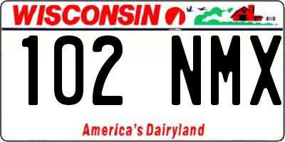 WI license plate 102NMX