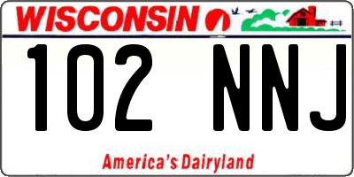 WI license plate 102NNJ
