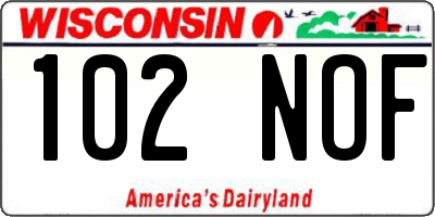 WI license plate 102NOF
