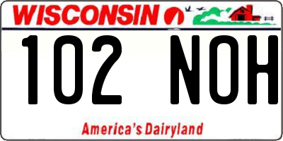 WI license plate 102NOH