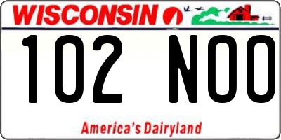 WI license plate 102NOO
