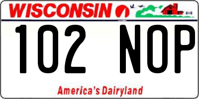 WI license plate 102NOP