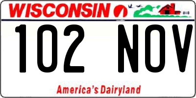 WI license plate 102NOV