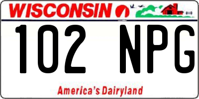 WI license plate 102NPG