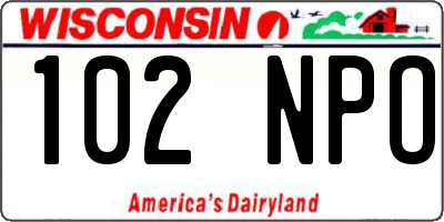 WI license plate 102NPO