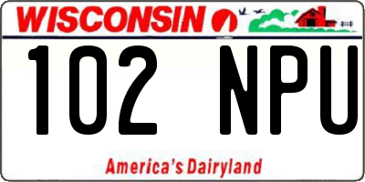 WI license plate 102NPU