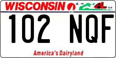 WI license plate 102NQF