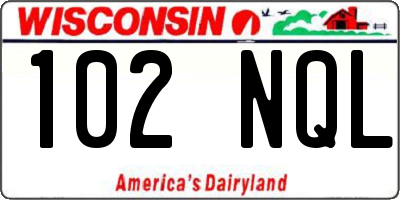 WI license plate 102NQL