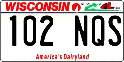 WI license plate 102NQS