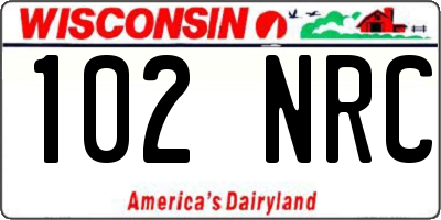 WI license plate 102NRC