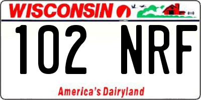 WI license plate 102NRF