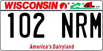 WI license plate 102NRM