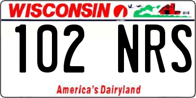 WI license plate 102NRS