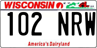WI license plate 102NRW