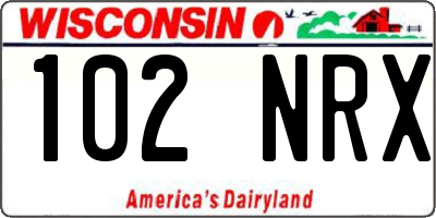 WI license plate 102NRX