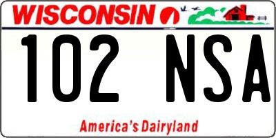 WI license plate 102NSA