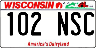 WI license plate 102NSC