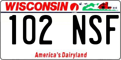 WI license plate 102NSF