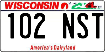 WI license plate 102NST