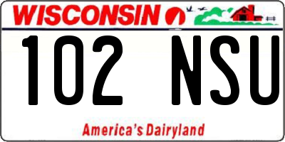 WI license plate 102NSU