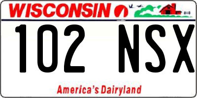 WI license plate 102NSX