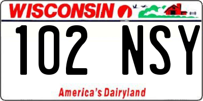 WI license plate 102NSY