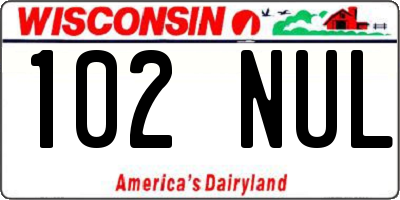 WI license plate 102NUL