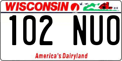 WI license plate 102NUO