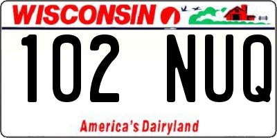 WI license plate 102NUQ