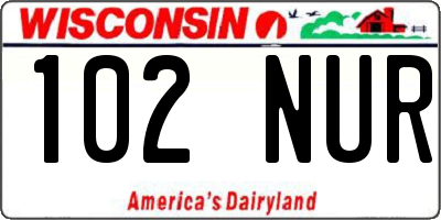 WI license plate 102NUR